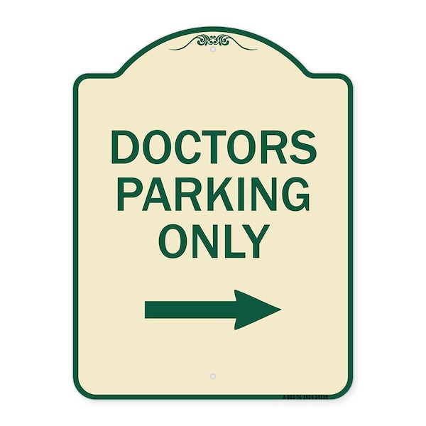 Signmission Doctors Parking With Right Arrow Heavy-Gauge Aluminum Architectural Sign, 24" x 18", TG-1824-24135 A-DES-TG-1824-24135 - main